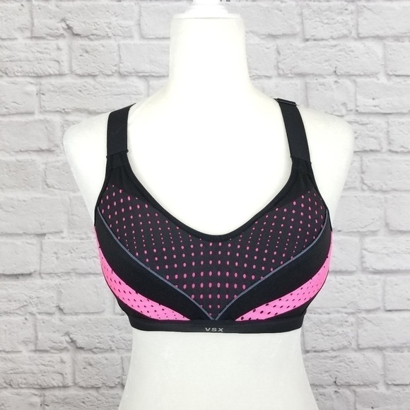 Victoria's Secret VSX Sport black pink racerback sports bra women's size 32B - Picture 3 of 9